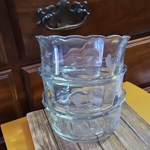 Princess House Crystal Set Of 3 Bowls, New.